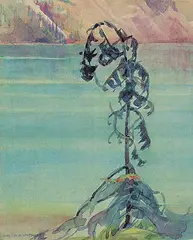 Ina D.D. Uhthoff, Lakeshore - Lake Louise, watercolour on paper