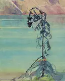 Ina D.D. Uhthoff, Lakeshore - Lake Louise, watercolour on paper