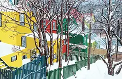 Derek John Holmes, Untitled - St. John's, Backyard Scene, gouache on paper