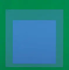Josef Albers, Untitled - Blue Square on Greens, colour silkscreen on paper