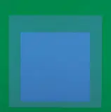 Untitled - Blue Square on Greens by Josef Albers, colour silkscreen on paper, sold Sep 2019