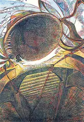 Richard Calver, Bell #34/50, colour lino block on paper