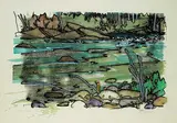 Edward William Godwin, Cowichan River, colour monoprint on paper