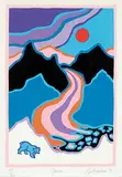 Ted Harrison, Glacier #87/160, 1985, colour silkscreen on paper