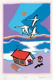 Ted Harrison, Flight #87/160, 1985, colour silkscreen on paper