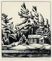 A. Y. Jackson, Cottage at Georgian Bay, lithograph on paper