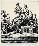 A. Y. Jackson, Cottage at Georgian Bay, lithograph on paper