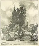 Charles William Jefferys, Departure of the Siberian Battery from Petawawa Camp, 1919, lithograph on paper