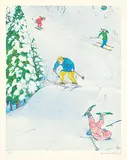 William Kurelek, Untitled - Skiing #7/225, 1977, colour photolithograph on paper