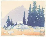 Walter J. Phillips, Alpine Meadow, 1926, colour wood block on paper