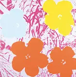 Untitled - Flowers [Orange, Yellow and Blue] by Andy Warhol, colour silkscreen on paper, sold Sep 2019