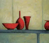 Beverley Binfet, Four Red Vessels, 2002, acrylic on canvas