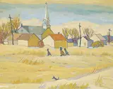Raymond C. Bourque, Untitled - Walking Home from School, 1980, oil on wood board