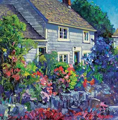 Cozy Cottage by John H. Burrow, oil on canvas board, sold May 2019