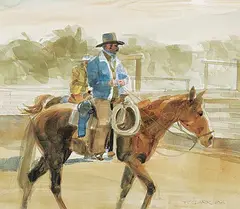 Phil Clark, Untitled - Cowboy, 1986, watercolour and graphite on paper