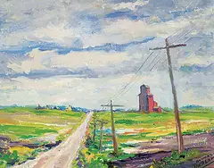 Howard C. Dierlam, Canadian Prairie Side-Road [Near Regina, Saskatchewan], 1973, oil on wood board