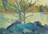 Richard Ferrier, Agawa Canyon, Agawa River, oil on wood board
