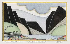Robert John Hope, High Mountain Lake, watercolour and ink on paper