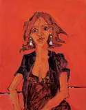 Untitled - Red Figure by Robert F.M. McInnis, 2009, oil on paper board, sold May 2019