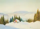 Graham Noble Norwell, Untitled - Winter Cabin, watercolour on paper