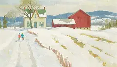Thomas Keith Roberts, Home from School, oil on wood board