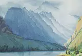 Mt Turbulent, Spray River by Margaret Shelton, 1944, watercolour on paper, sold May 2019