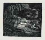 Margaret Shelton, Waterfall, Edith Creek, 1942, wood engraving on paper
