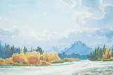 Kananaskis River from Ribbon Creek by Margaret Shelton, 1979, watercolour on paper, sold May 2019