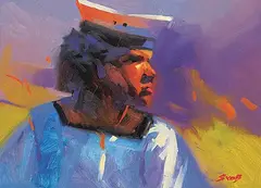Untitled - Sailor by Mike Svob, acrylic on canvas, sold May 2019