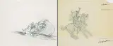 Gerald T. Tailfeathers, Untitled - Two Sketches, graphite on paper