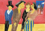 Maxwell Bennett Bates, Untitled - Conversation in the Gallery, 1976, watercolour and ink on paper
