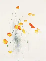 Molly Lamb Bobak, Untitled - Icelandic Poppies, watercolour on paper