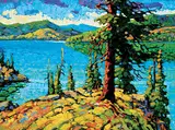 Kalamalka Reflections by Rod Charlesworth, oil on wood board, sold Apr 2019