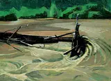 Alan Caswell Collier, Kitwancool River, BC, oil on wood board
