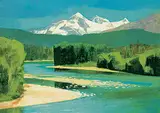 Alan Caswell Collier, Seven Sisters Mt., Skeena River, B. C., oil on paper board