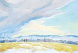 Orestes de Grandmaison, Chinook Riders, oil on wood board