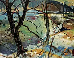 Golden Light, Terra Cotta, Ont. by Adrian Dingle, oil on wood board, sold Apr 2019