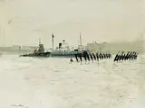 Thomas DeVany Forrestall, Untitled - Halifax Harbour, 1973, watercolour on paper