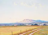 Untitled - Southern Alberta Sunset by Roland Gissing, oil on canvas board, sold Apr 2019