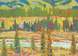 The Elbow River in Kananaskis Country by Illingworth Kerr, 1987, oil on wood board, sold Apr 2019