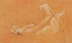 Edwin Holgate, Reclining Nude, 1922, gouache and graphite on paper
