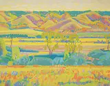 Qu'Appelle Valley, Near Craven, Sask. by Illingworth Kerr, 1974, oil on canvas, sold Apr 2019