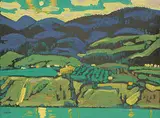 Okanagan Nocturne by Illingworth Kerr, 1982, oil on canvas board, sold Apr 2019