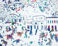 Janet Mitchell, The Place to Shop, acrylic on canvas