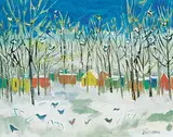 Janet Mitchell, Winter at the Resort, oil on wood board