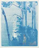 Walter J. Phillips, Moonlight, Lake of the Woods #230, 1927, colour wood block on paper