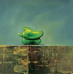 Green Pepper by Les Thomas, 1997, oil on wood board, sold Apr 2019