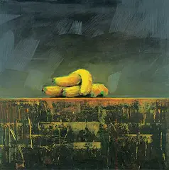 Bananas by Les Thomas, oil on board, sold Apr 2019