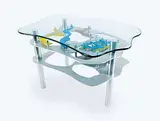 Untitled - Industrial Wave Table by Roy Leadbeater, painted metal and glass sculpture, sold Apr 2019