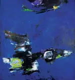 Nico Molenkamp, Untitled - Blue, Green and Black Abstract, oil on canvas
